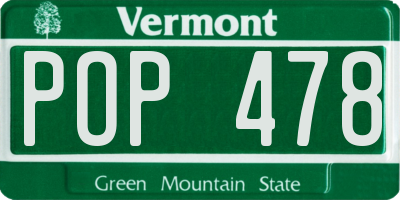 VT license plate POP478