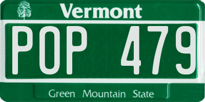 VT license plate POP479