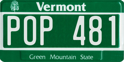VT license plate POP481