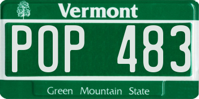 VT license plate POP483