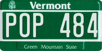 VT license plate POP484