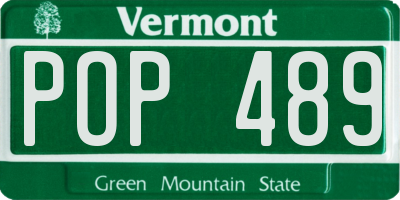 VT license plate POP489