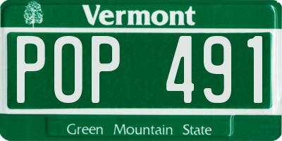 VT license plate POP491