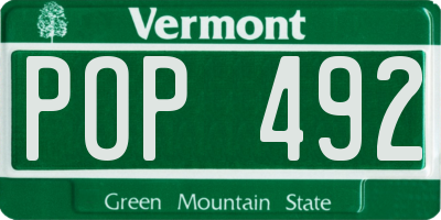 VT license plate POP492