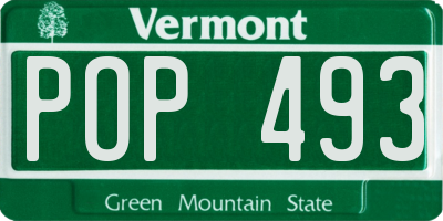 VT license plate POP493