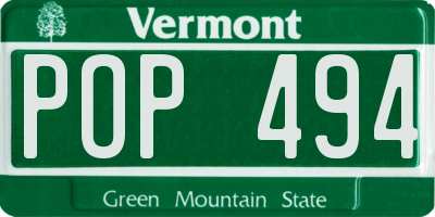 VT license plate POP494