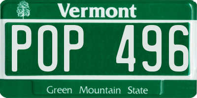 VT license plate POP496