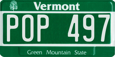 VT license plate POP497