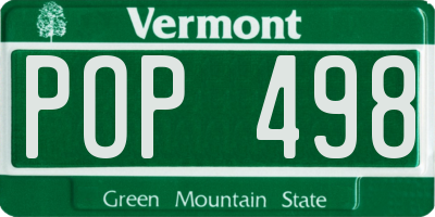 VT license plate POP498