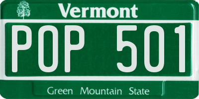 VT license plate POP501