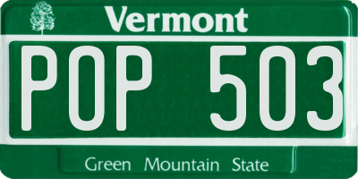 VT license plate POP503
