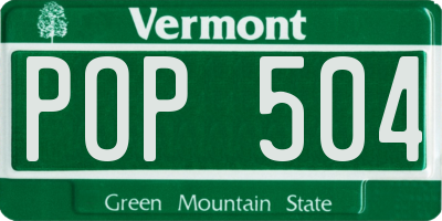VT license plate POP504
