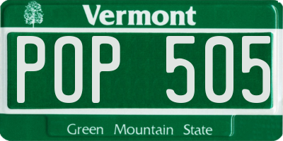 VT license plate POP505