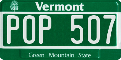 VT license plate POP507