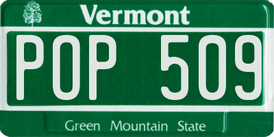 VT license plate POP509