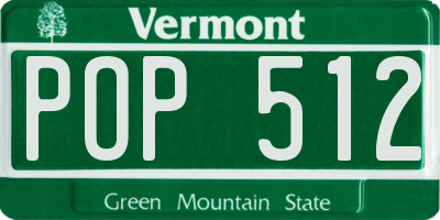 VT license plate POP512