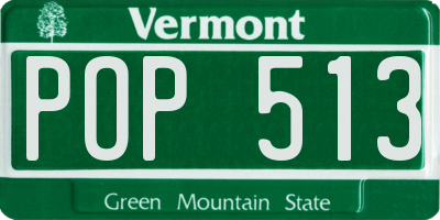 VT license plate POP513