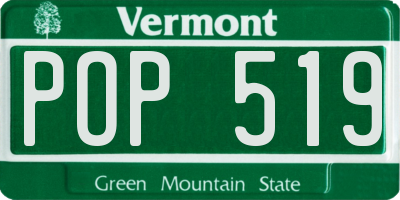 VT license plate POP519
