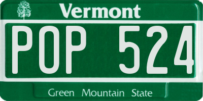 VT license plate POP524