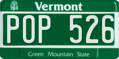 VT license plate POP526