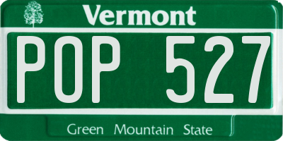 VT license plate POP527