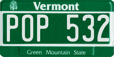 VT license plate POP532