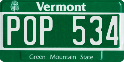 VT license plate POP534