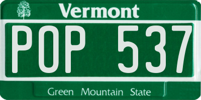 VT license plate POP537