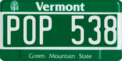 VT license plate POP538