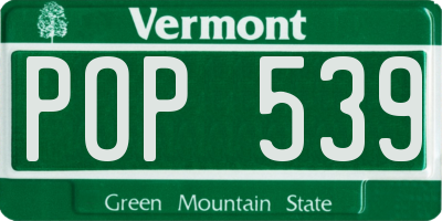 VT license plate POP539