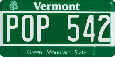 VT license plate POP542