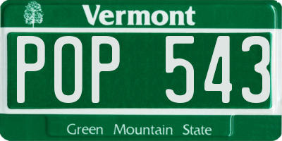 VT license plate POP543