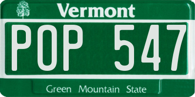 VT license plate POP547