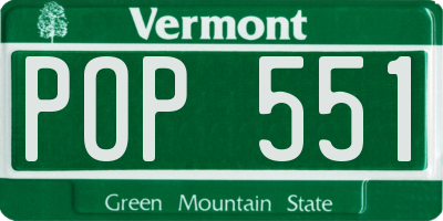 VT license plate POP551
