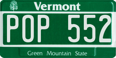 VT license plate POP552