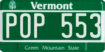 VT license plate POP553