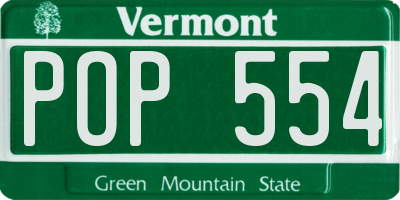 VT license plate POP554