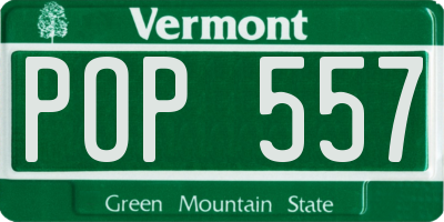 VT license plate POP557