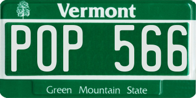 VT license plate POP566