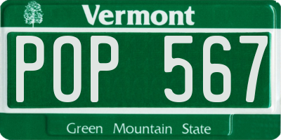 VT license plate POP567