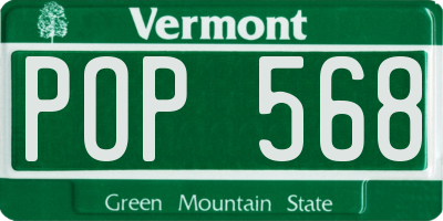 VT license plate POP568