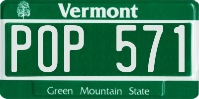 VT license plate POP571