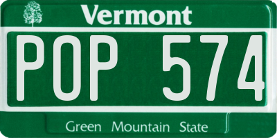 VT license plate POP574