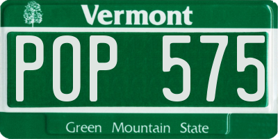 VT license plate POP575