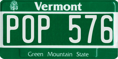 VT license plate POP576