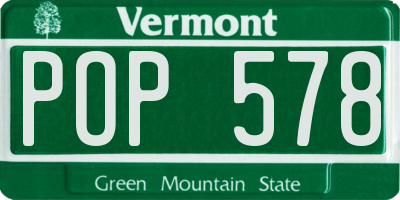 VT license plate POP578