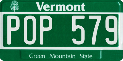 VT license plate POP579