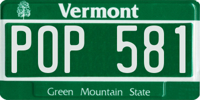 VT license plate POP581