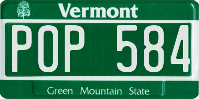 VT license plate POP584