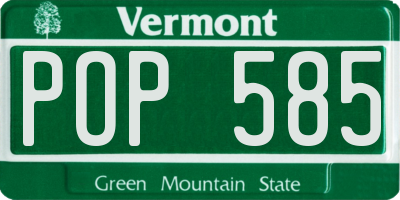 VT license plate POP585